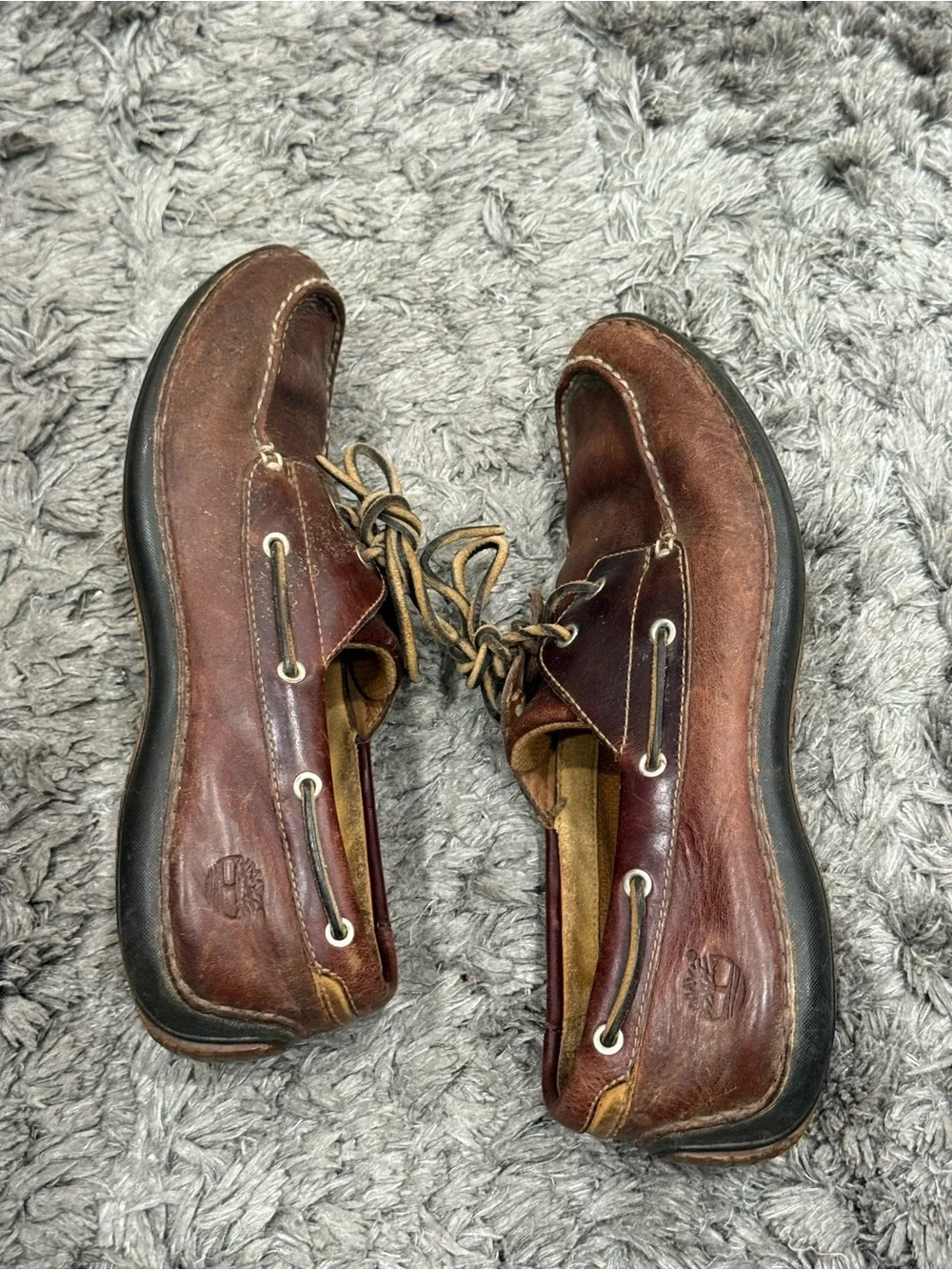 Timberland Mens Annapolis Boat Shoes Brown Leather 74013 Lace Up Moc Toe size 9M